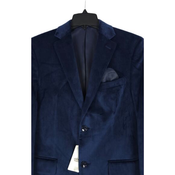 Alfani Mens Slim Fit Velvet Sport Coat Blazer 36S Blue Solid NWT - Picture 4 of 7